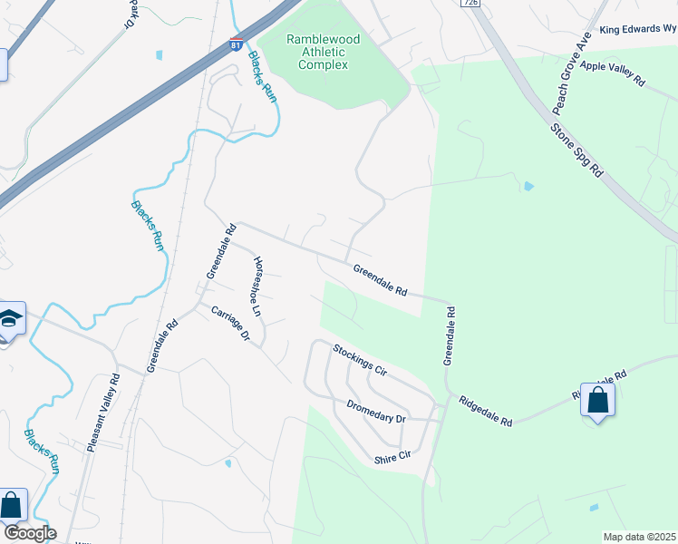 map of restaurants, bars, coffee shops, grocery stores, and more near 2752 Dorval Road in Harrisonburg