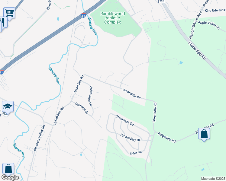 map of restaurants, bars, coffee shops, grocery stores, and more near 2752 Dorval Road in Harrisonburg