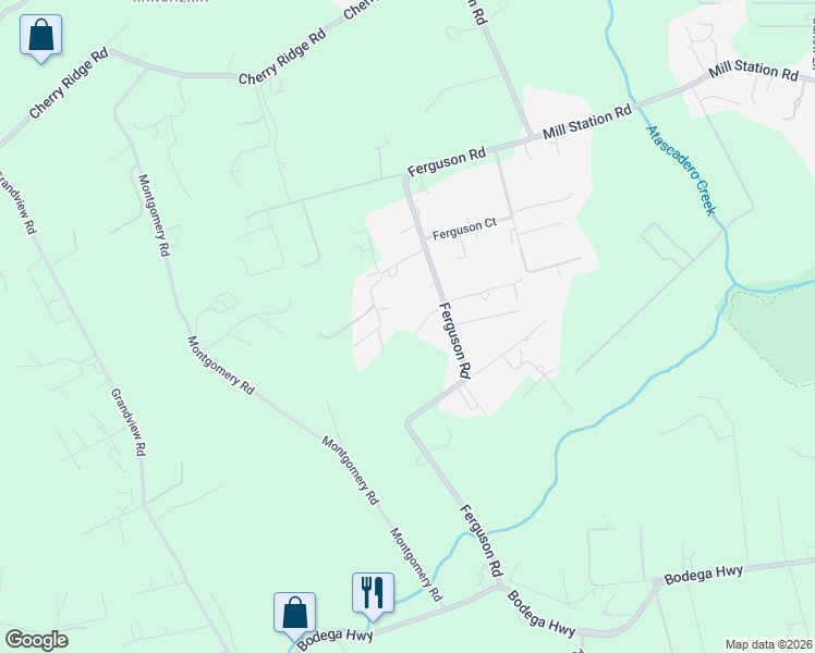 map of restaurants, bars, coffee shops, grocery stores, and more near 790 Ferguson Road in Sebastopol