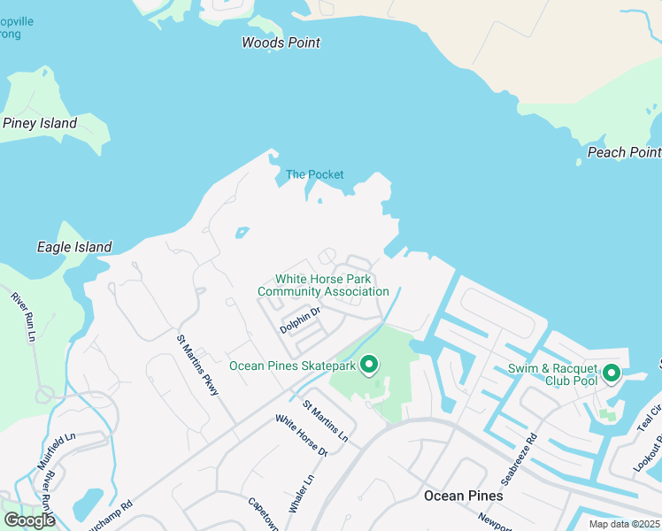 map of restaurants, bars, coffee shops, grocery stores, and more near 148 Ocean Oval Drive in Ocean Pines