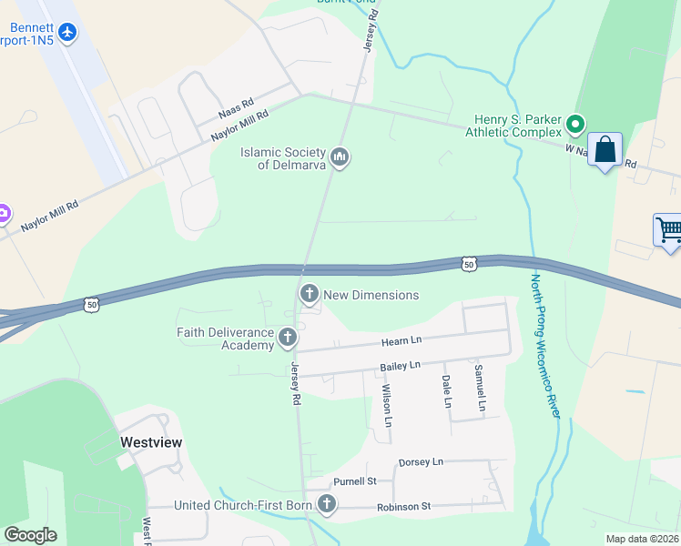 map of restaurants, bars, coffee shops, grocery stores, and more near Salisbury Bypass in Salisbury