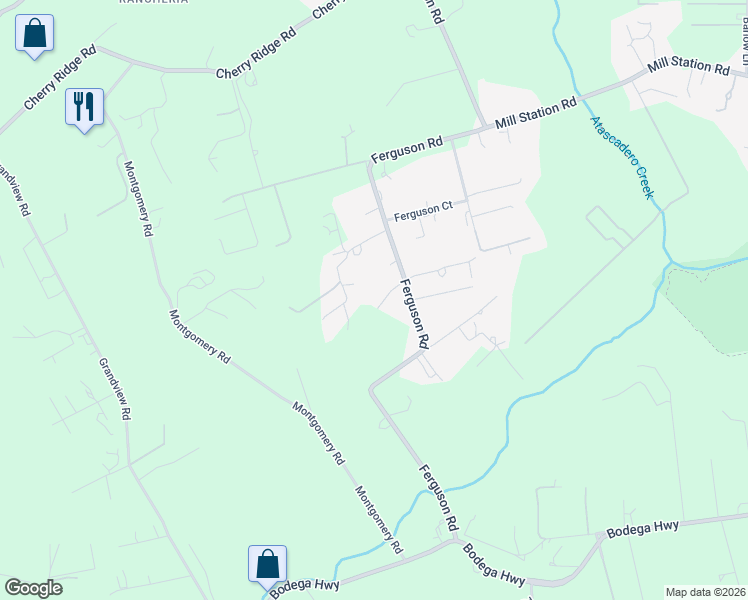 map of restaurants, bars, coffee shops, grocery stores, and more near 790 Ferguson Road in Sebastopol