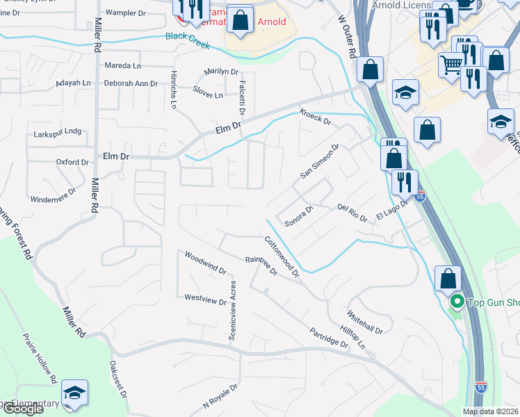 map of restaurants, bars, coffee shops, grocery stores, and more near 5003 Snowberry Street in Imperial