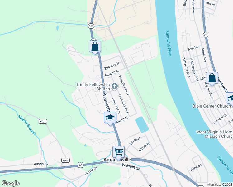 map of restaurants, bars, coffee shops, grocery stores, and more near 202 Ohio Avenue North in St. Albans