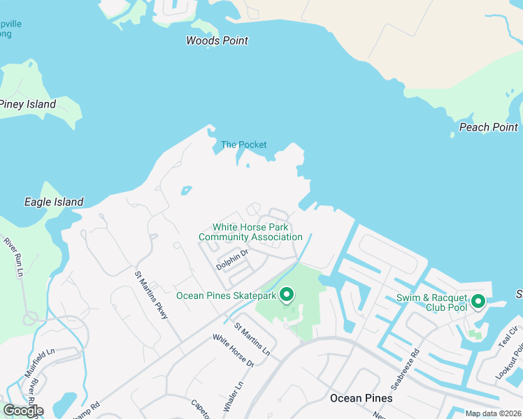 map of restaurants, bars, coffee shops, grocery stores, and more near 148 Ocean Oval Drive in Ocean Pines