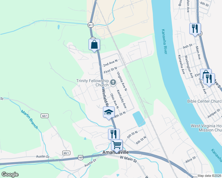 map of restaurants, bars, coffee shops, grocery stores, and more near 202 Ohio Avenue North in Saint Albans