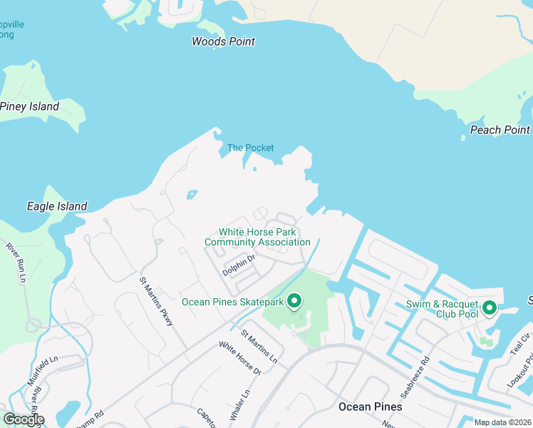 map of restaurants, bars, coffee shops, grocery stores, and more near 29 Salt Spray Drive in Ocean Pines