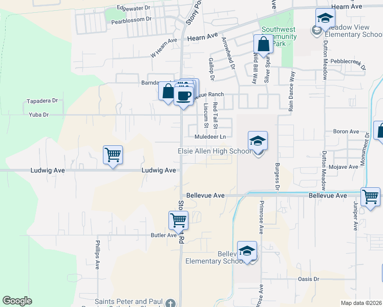 map of restaurants, bars, coffee shops, grocery stores, and more near 2882 Stony Point Road in Santa Rosa
