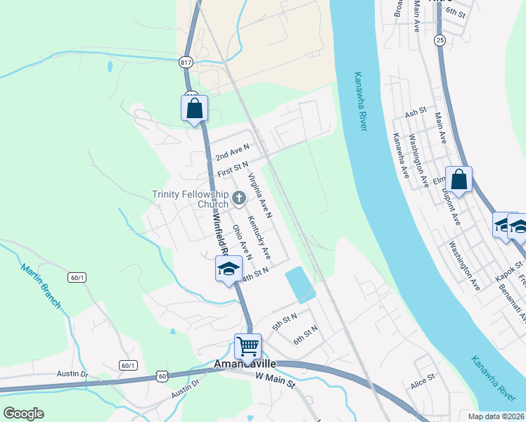 map of restaurants, bars, coffee shops, grocery stores, and more near 209 Virginia Avenue North in Saint Albans