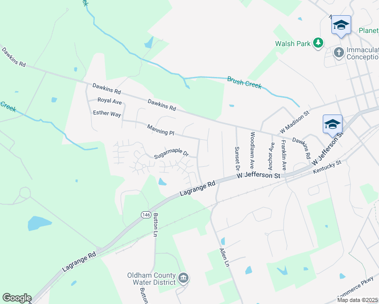 map of restaurants, bars, coffee shops, grocery stores, and more near 2003 Sugarmaple Drive in La Grange