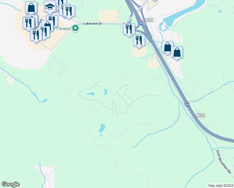 map of restaurants, bars, coffee shops, grocery stores, and more near 164 Presidio Pointe in Cross Lanes