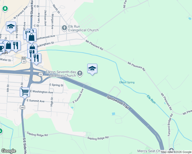 map of restaurants, bars, coffee shops, grocery stores, and more near 21063 Blue and Gold Drive in Elkton
