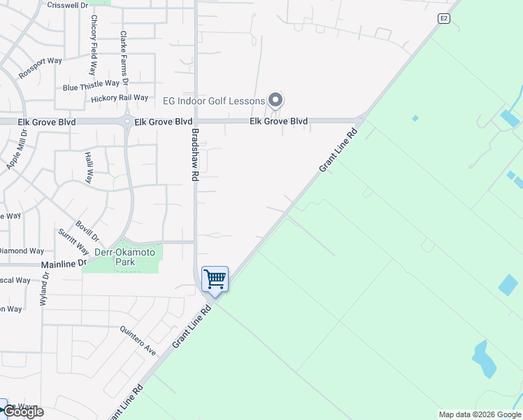 map of restaurants, bars, coffee shops, grocery stores, and more near 9805 Grant Line Road in Elk Grove