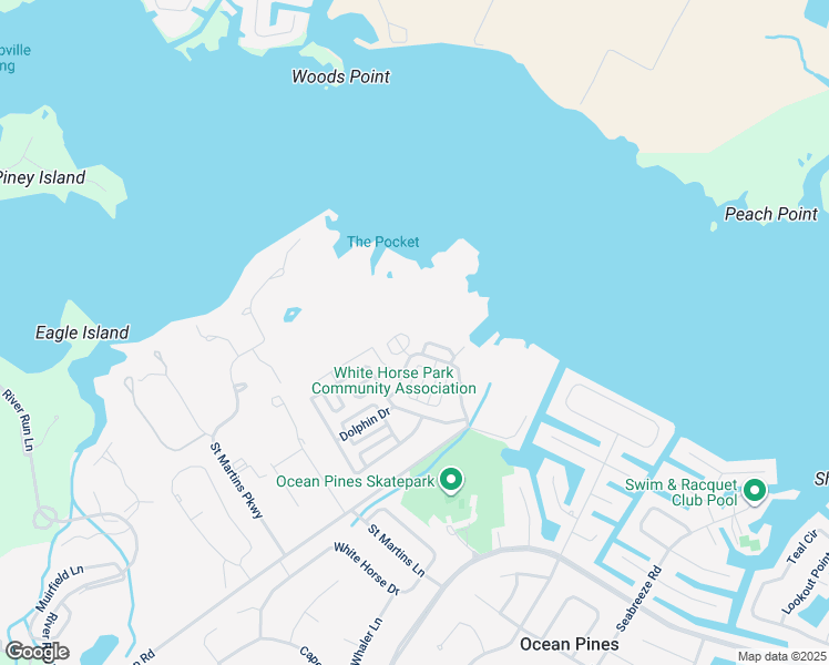 map of restaurants, bars, coffee shops, grocery stores, and more near 148 Ocean Oval Drive in Ocean Pines