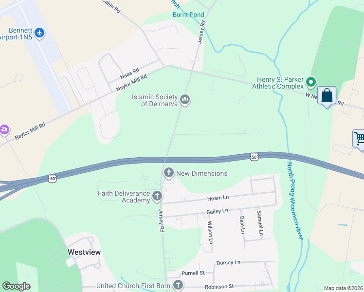 map of restaurants, bars, coffee shops, grocery stores, and more near Salisbury Bypass in Salisbury