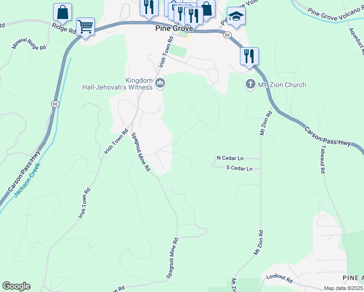 map of restaurants, bars, coffee shops, grocery stores, and more near 19858 Pitts Drive in Pine Grove