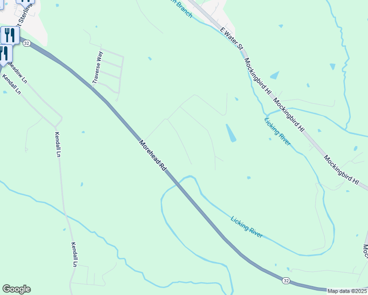 map of restaurants, bars, coffee shops, grocery stores, and more near 126 Perry Lane in Flemingsburg