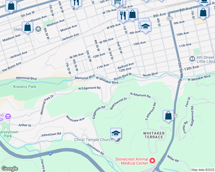 map of restaurants, bars, coffee shops, grocery stores, and more near 3 Willow Glen Drive in Huntington