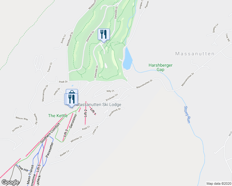 map of restaurants, bars, coffee shops, grocery stores, and more near 3695 Killy Court in McGaheysville