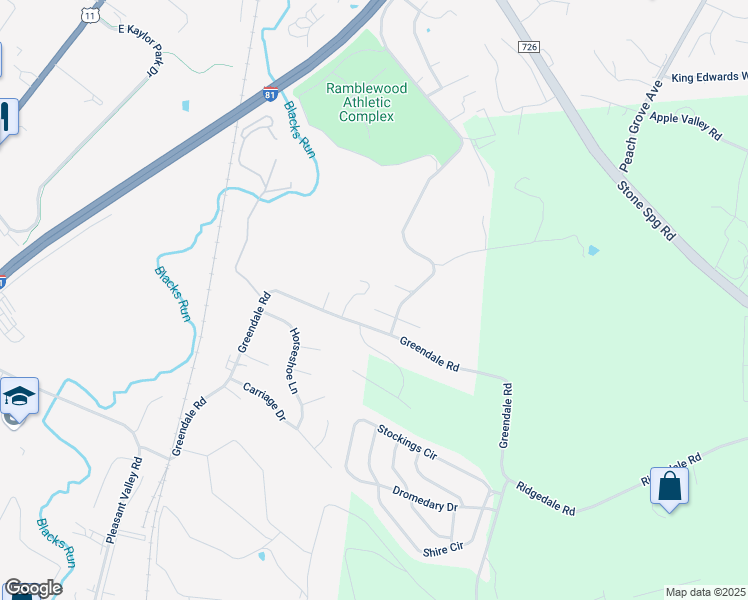 map of restaurants, bars, coffee shops, grocery stores, and more near 1158 Landon Drive in Harrisonburg