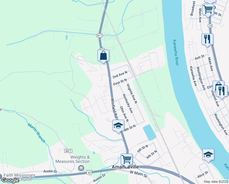 map of restaurants, bars, coffee shops, grocery stores, and more near 104 Winfield Road in Saint Albans