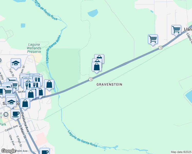 map of restaurants, bars, coffee shops, grocery stores, and more near 6144 Sebastopol Avenue in Sebastopol