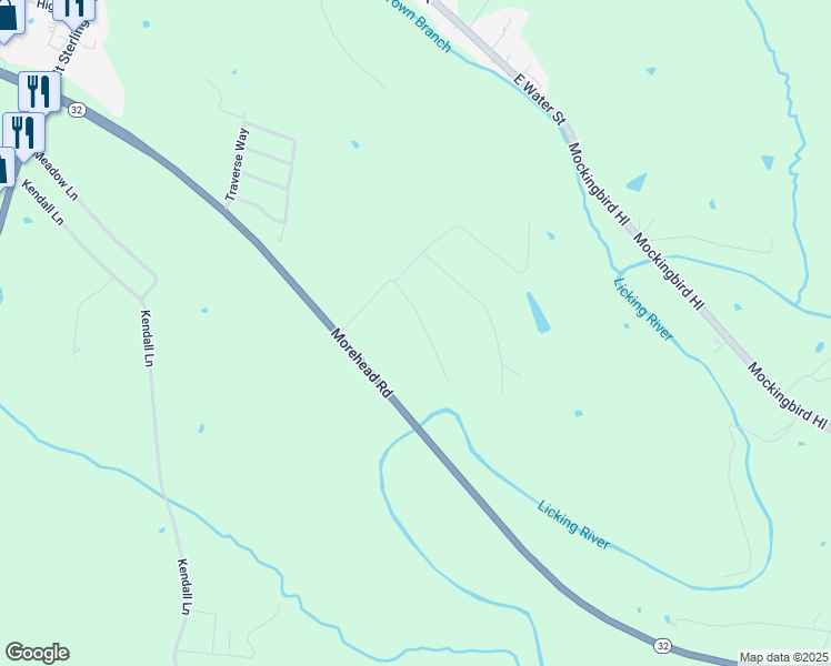 map of restaurants, bars, coffee shops, grocery stores, and more near 126 Perry Lane in Flemingsburg