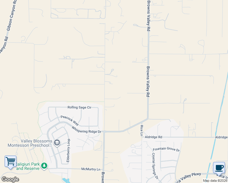 map of restaurants, bars, coffee shops, grocery stores, and more near 7114 Shelton Lane in Vacaville
