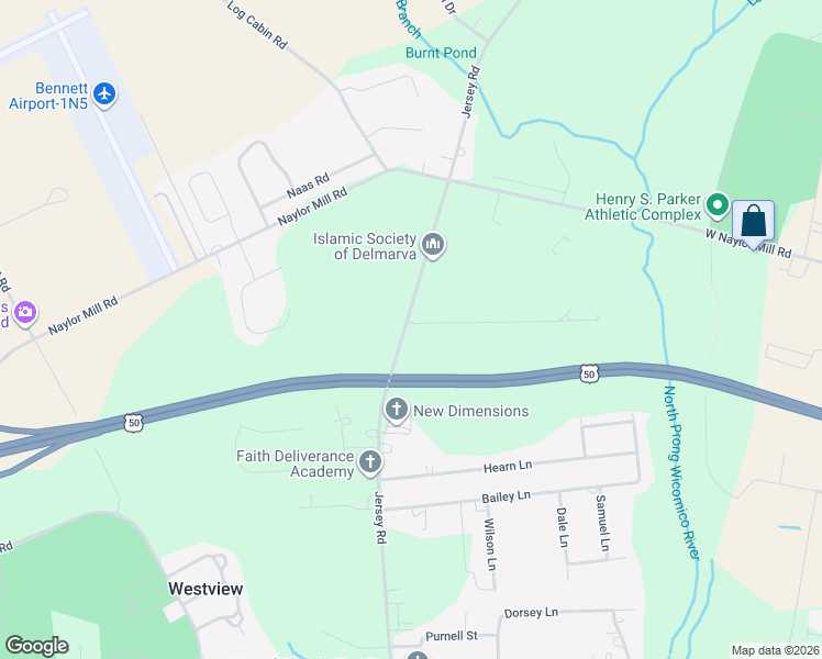map of restaurants, bars, coffee shops, grocery stores, and more near 2001 Jersey Road in Salisbury