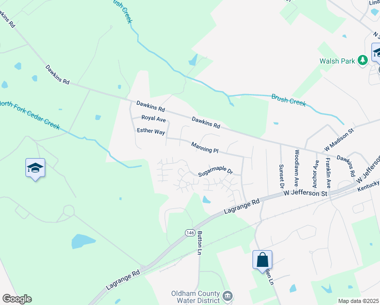 map of restaurants, bars, coffee shops, grocery stores, and more near 1022 Weeping Willow in La Grange