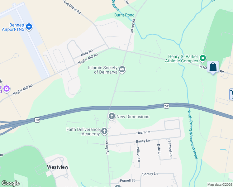 map of restaurants, bars, coffee shops, grocery stores, and more near 2001 Jersey Road in Salisbury