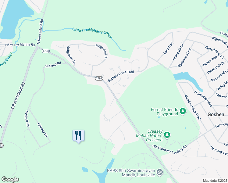 map of restaurants, bars, coffee shops, grocery stores, and more near 13307 Blackburn Station in Goshen
