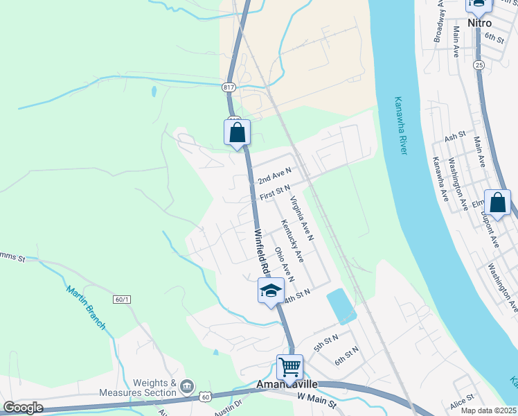 map of restaurants, bars, coffee shops, grocery stores, and more near 104 Winfield Road in Saint Albans