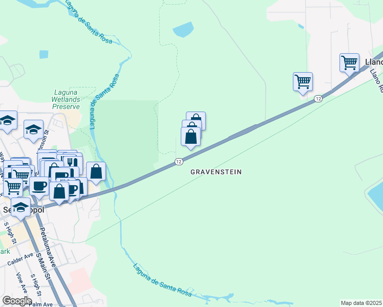 map of restaurants, bars, coffee shops, grocery stores, and more near 6144 Sebastopol Avenue in Sebastopol