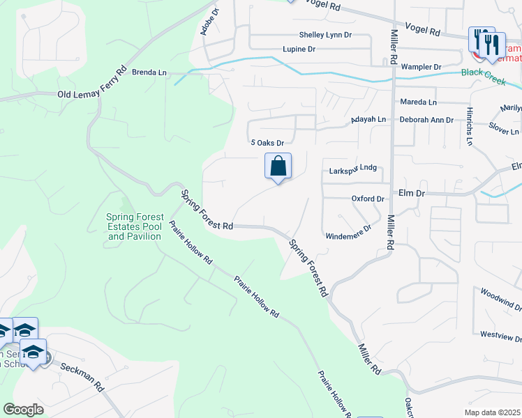 map of restaurants, bars, coffee shops, grocery stores, and more near 5001 Coffman Lane in Imperial