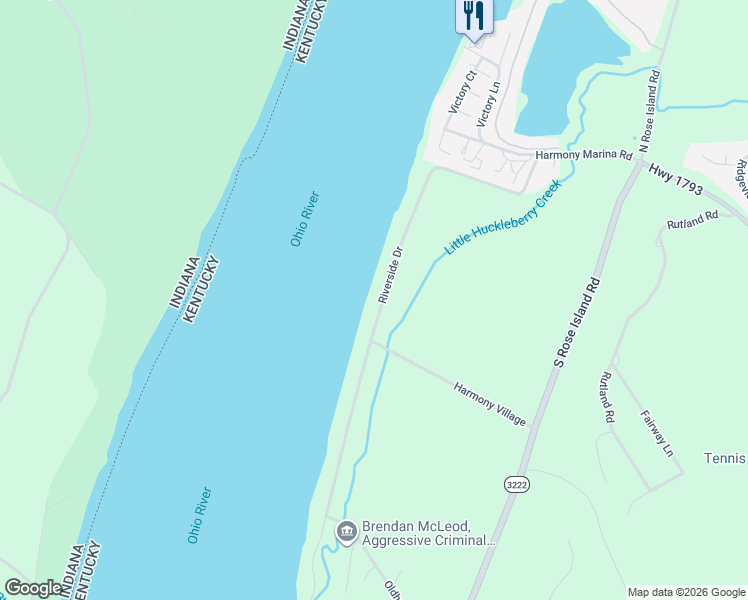 map of restaurants, bars, coffee shops, grocery stores, and more near 1304 Riverside Drive in Prospect