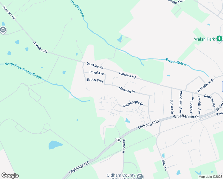 map of restaurants, bars, coffee shops, grocery stores, and more near 1100 Manning Court in La Grange