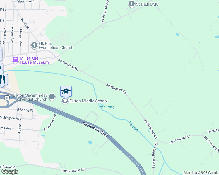 map of restaurants, bars, coffee shops, grocery stores, and more near 17479 Mount Pleasant Road in Elkton