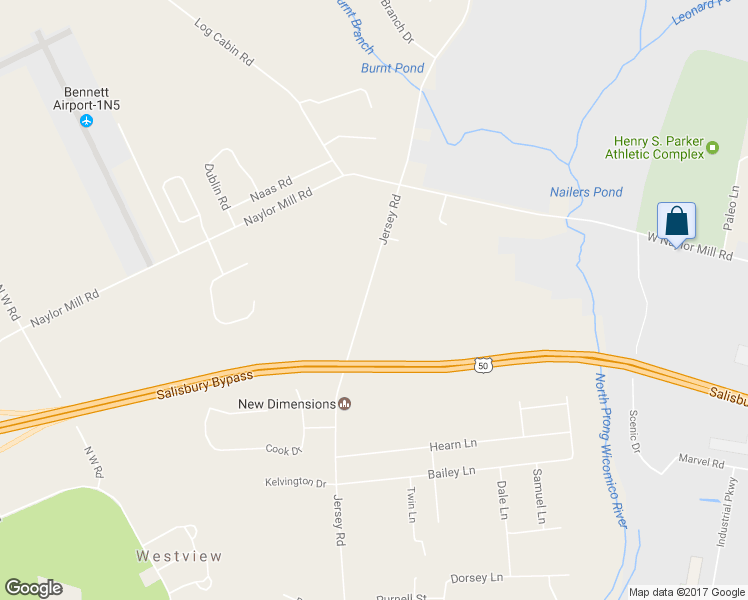 map of restaurants, bars, coffee shops, grocery stores, and more near 2001 Jersey Road in Salisbury