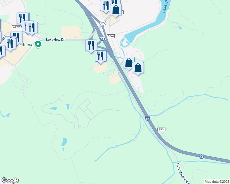 map of restaurants, bars, coffee shops, grocery stores, and more near 116 Prosperity Place in Nitro