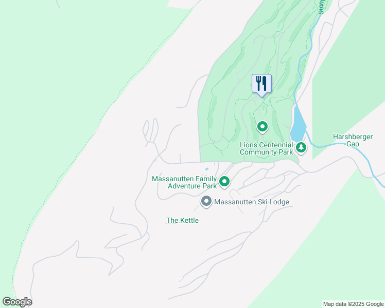 map of restaurants, bars, coffee shops, grocery stores, and more near Middlecoff Drive in Massanutten