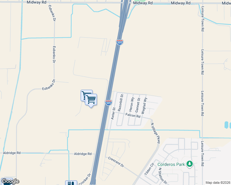 map of restaurants, bars, coffee shops, grocery stores, and more near 536 Aster Street in Vacaville