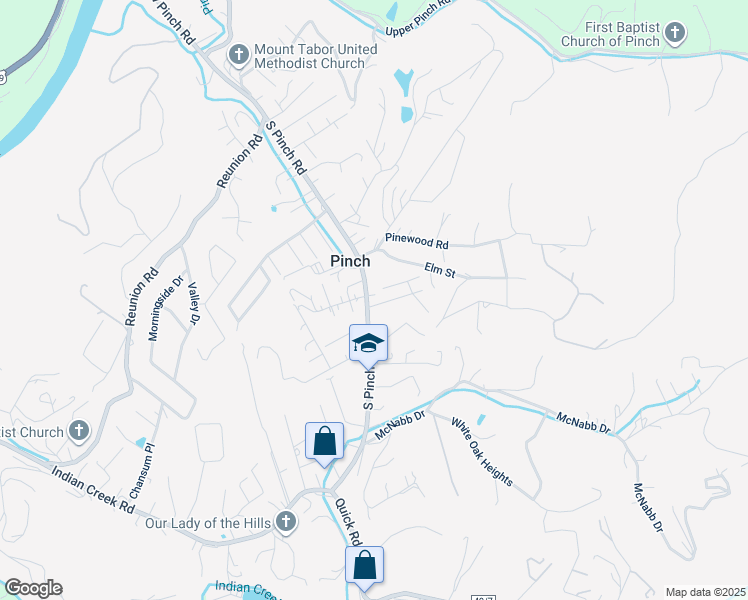 map of restaurants, bars, coffee shops, grocery stores, and more near 196 Broad Lawn Terrace in Elkview
