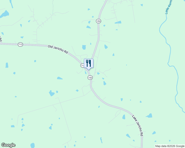 map of restaurants, bars, coffee shops, grocery stores, and more near 3410 Lake Jericho Road in Smithfield