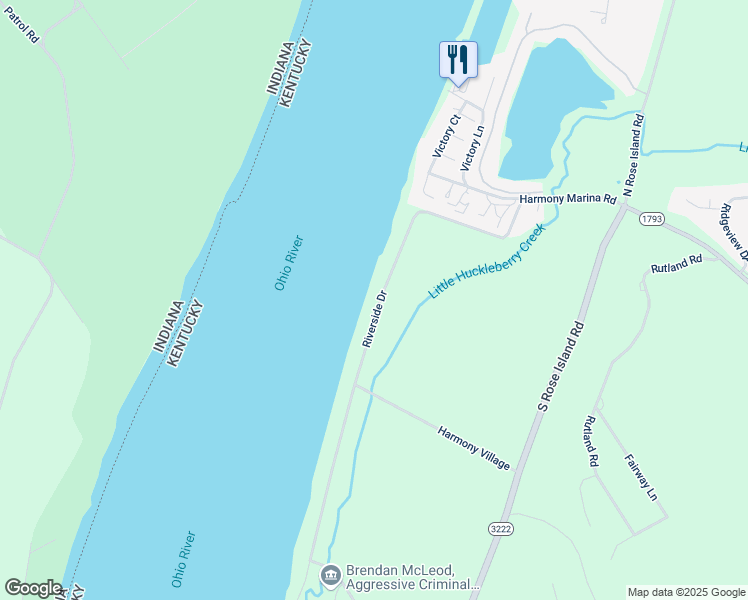 map of restaurants, bars, coffee shops, grocery stores, and more near 1204 Riverside Drive in Prospect