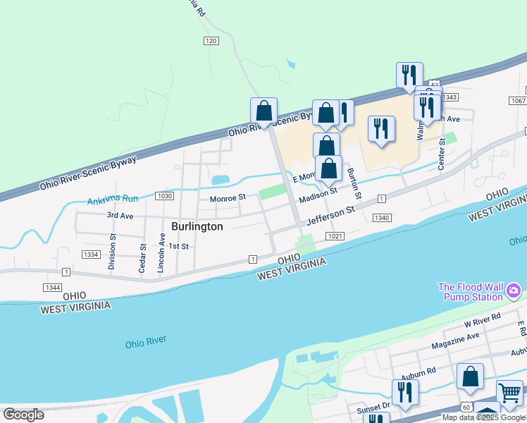 map of restaurants, bars, coffee shops, grocery stores, and more near Davidson Street in South Point