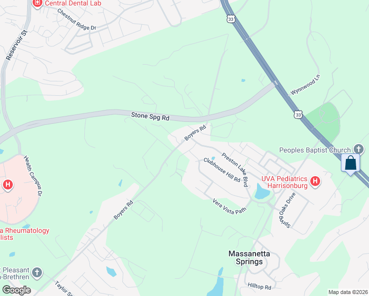 map of restaurants, bars, coffee shops, grocery stores, and more near 3025 Henry Grant Hill in Harrisonburg