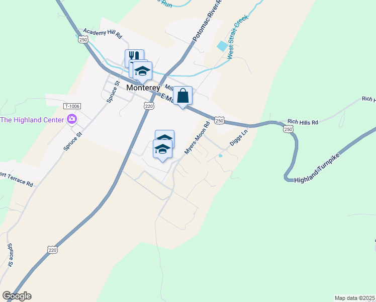 map of restaurants, bars, coffee shops, grocery stores, and more near State Route 649 in Monterey