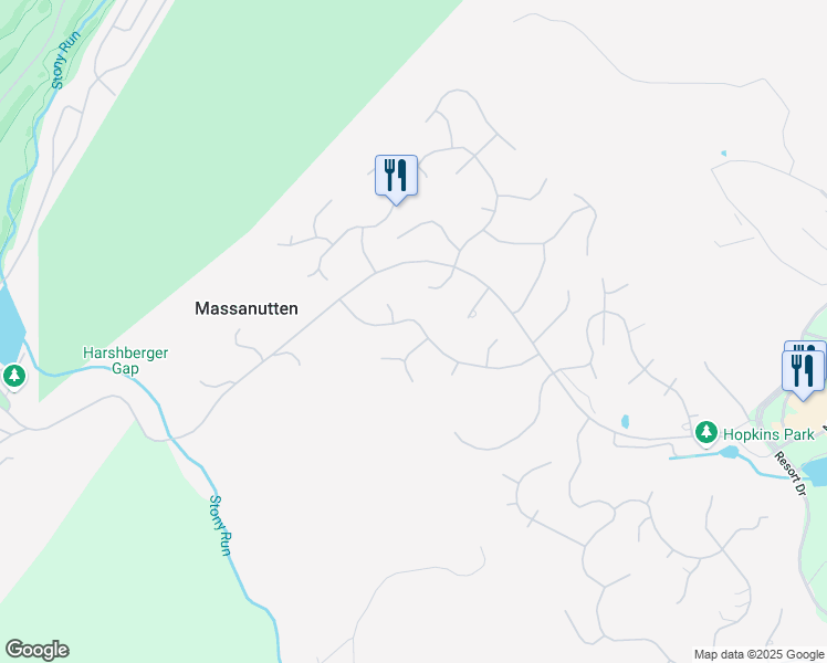 map of restaurants, bars, coffee shops, grocery stores, and more near 2501 Mountain Drive in McGaheysville