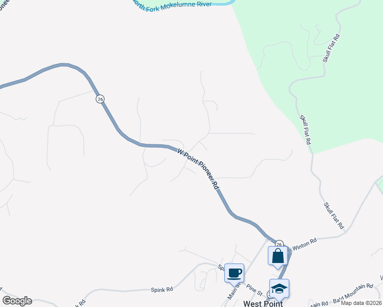 map of restaurants, bars, coffee shops, grocery stores, and more near 23151 State Route 26 in West Point